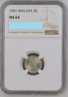 (Consignment) [Legacy Collectibles] 1941 Malaya King George VI 5 Cents with NGC MS64