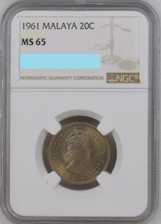 (Consignment) [Legacy Collectibles] 1961 Malaya 20 Cents Queen Elizabeth II with NGC MS 65
