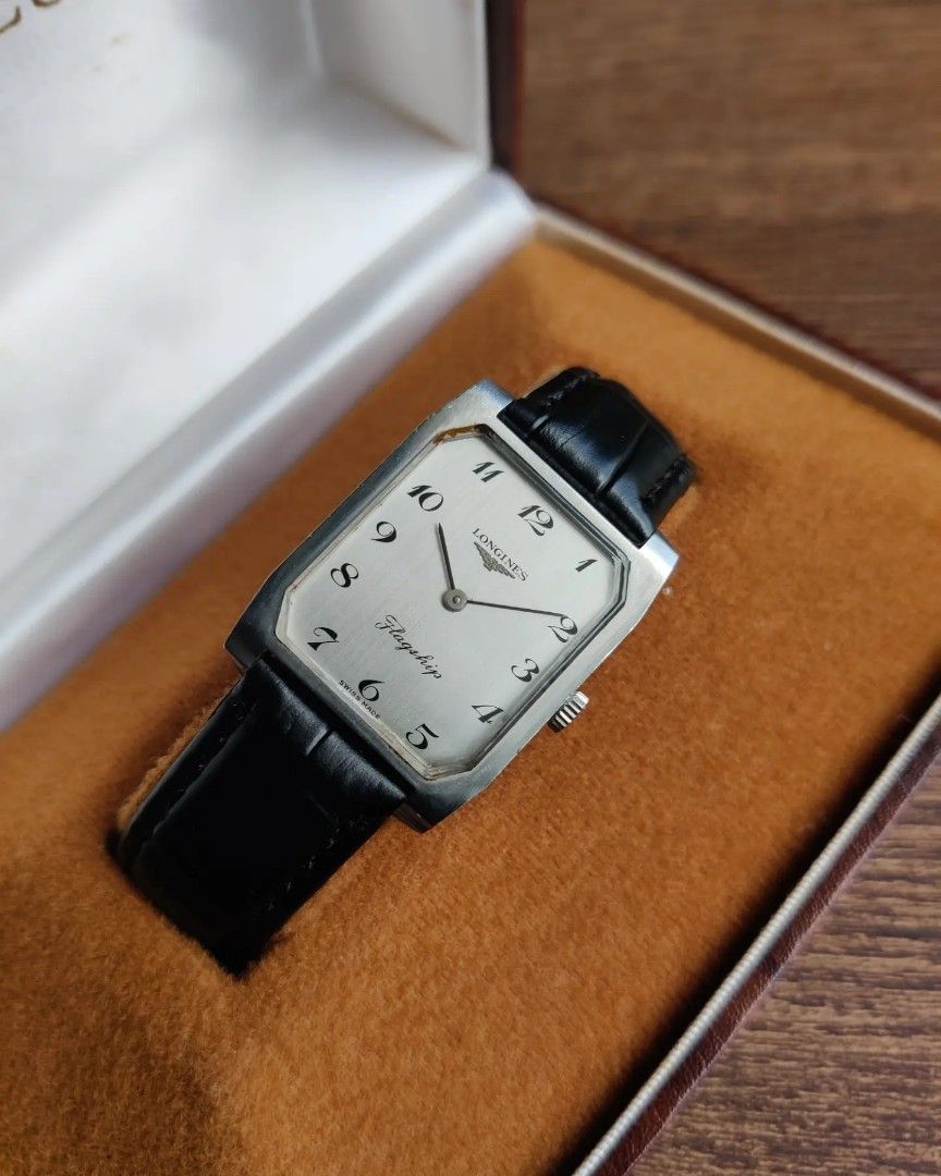 1974 Longines Flagship w/ Box (Category: Luxury Watches) located in Manila. Submitted by windsorfinery (Listing ID 1220257975, Image 1). Description: Rare Longines Flagship with the original box 😍 ⠀⠀⠀⠀⠀⠀⠀ Brand: Longines Model: Flagship Reference: 4026 Year: 1974 Movement: Manual wind Case Diameter: 32mm Case Material: Stainless steel Crystal: Acrylic Bracelet: Aftermarket strap Inclusions: Longines box For size reference, wrist shot is on a 6.5