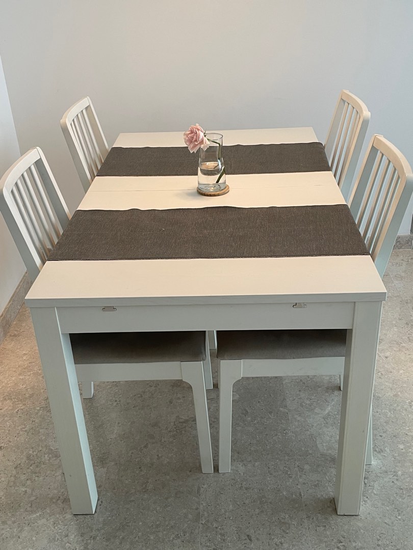 4 Seater (extendable) Dining Table With Chairs, Furniture & Home Living