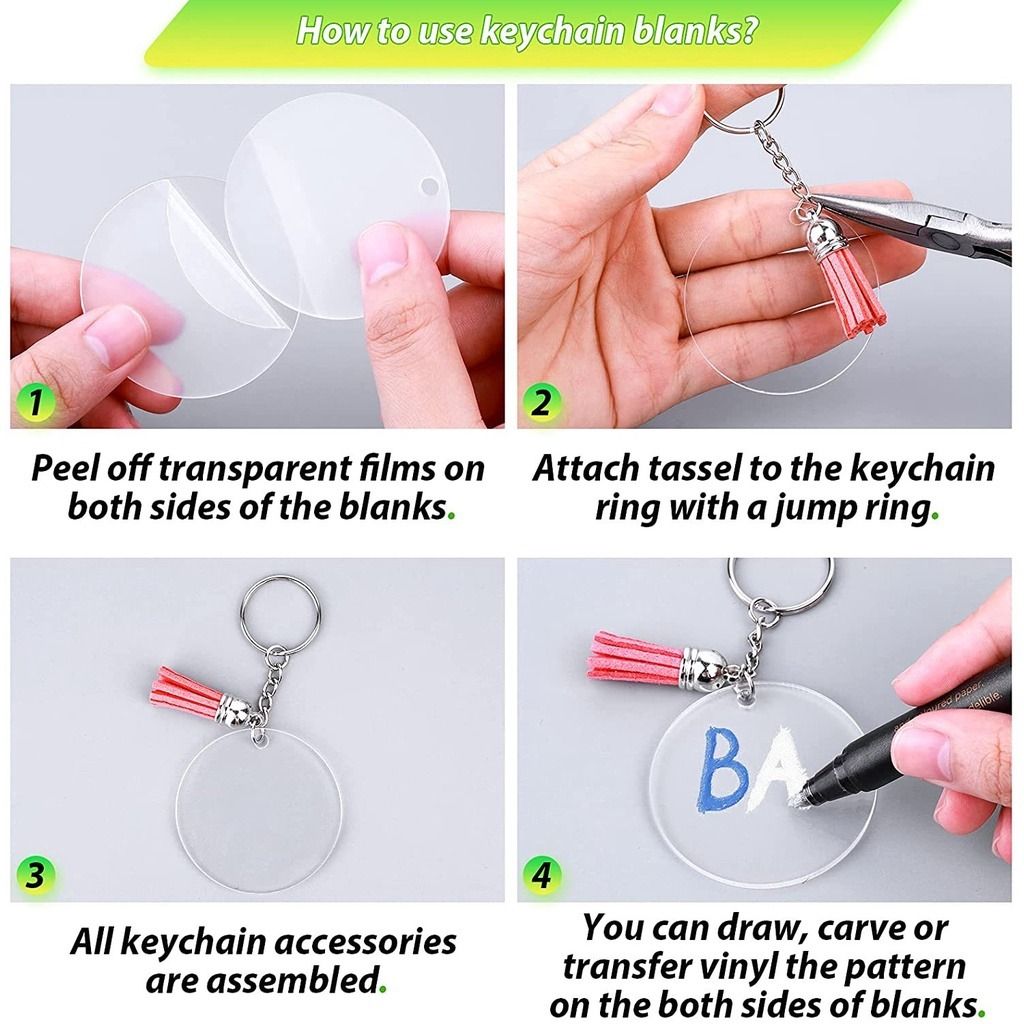 30pcs / Ack Acrylic Keychain Blanks Heart Clear Acrylic Blanks