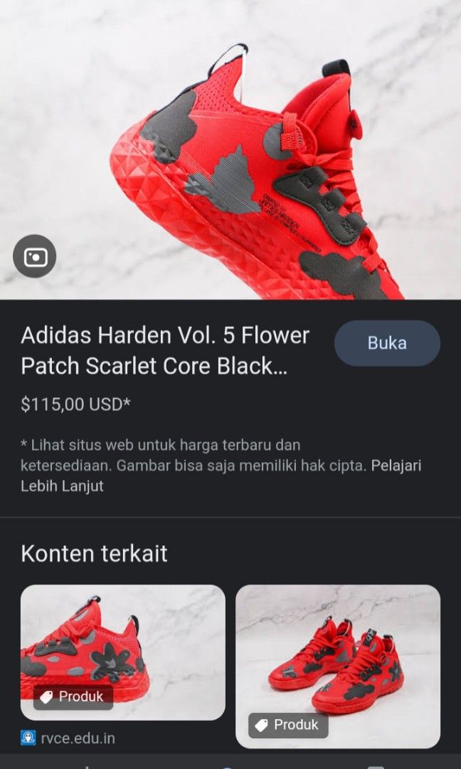 Adidas Harden vol 5 flower core black, Fesyen Pria, Sepatu , Sneakers di  Carousell