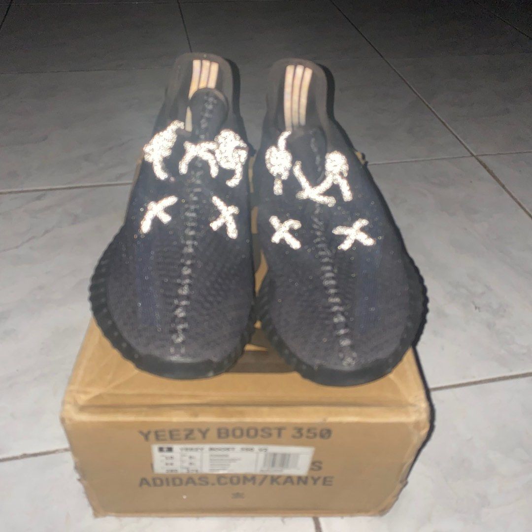 ADIDAS YEEZY 350 BLACK STATIC REFLECTIVE PK GOD MATERIAL ORIGINAL