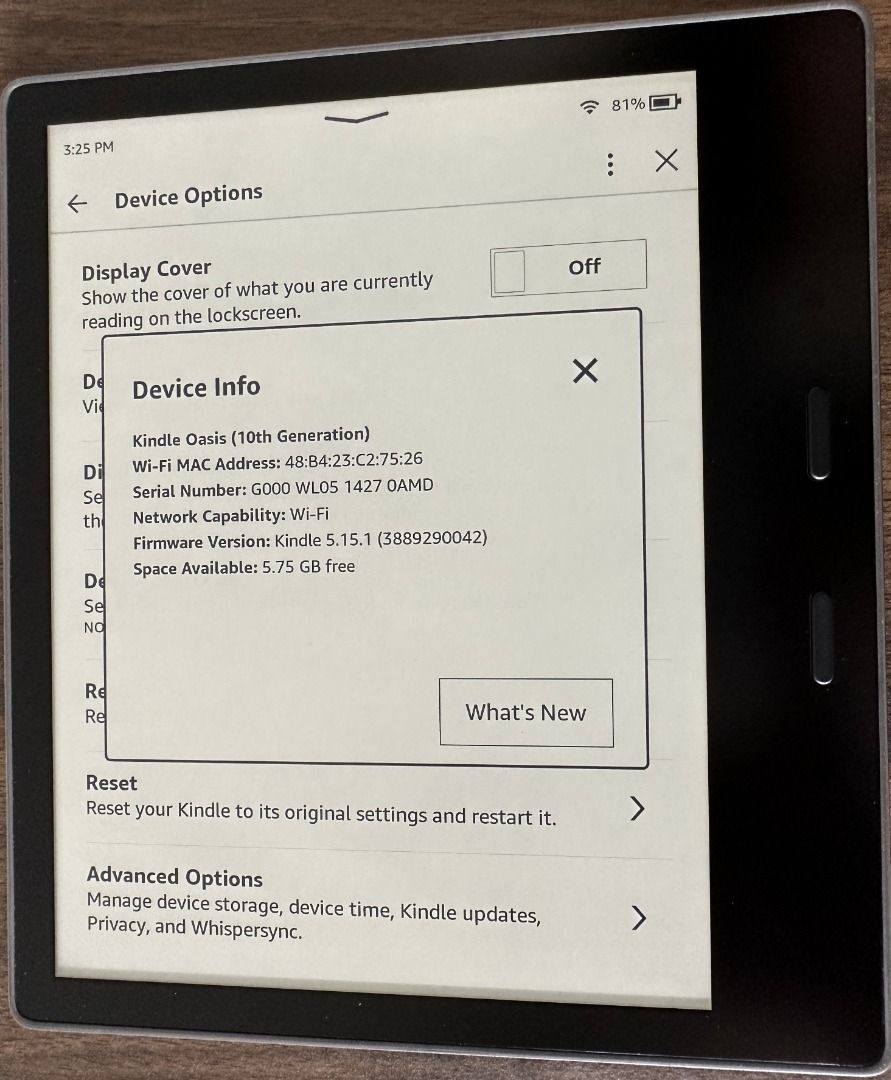 Allnew Kindle Oasis Now with adjustable warm light 8 GB, Graphite