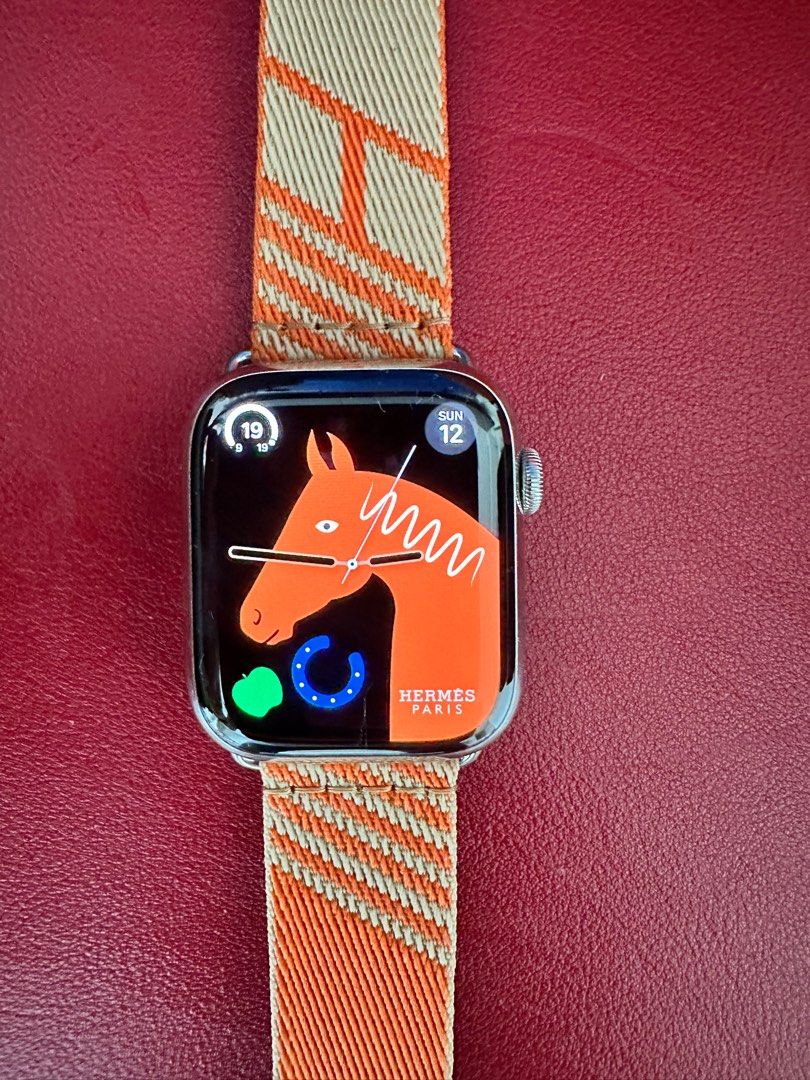 Apple Watch Hermès - 45mm Orange/Kaki Twill Jump Single Tour