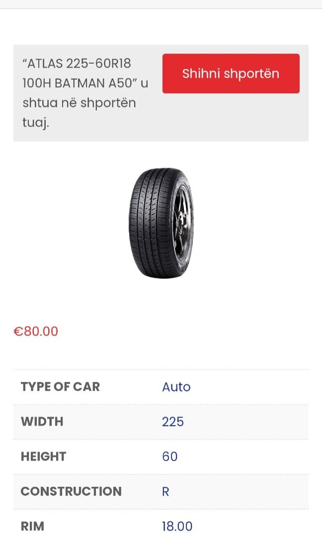 Atlas Batman A50 225/60 R18, Car Parts & Accessories, Mags and Tires on ...