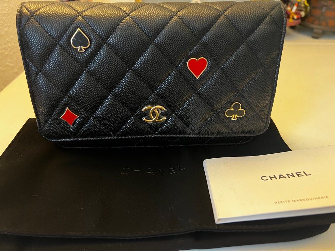 Authentic Chanel Caviar Wallet on chain GHW WOC, Luxury, Bags