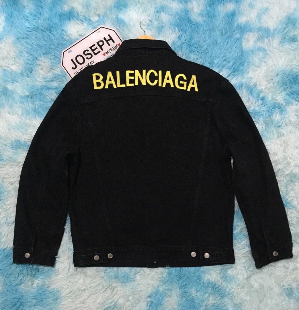Balenciaga Embroidered Back Logo Denim Jacket  Large  The Vintage Store