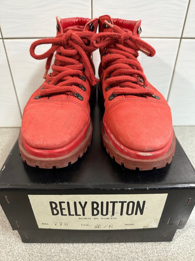 Bellybutton 紅色麂皮登山靴39號男女適用, 她的時尚, 鞋, 靴在旋轉拍賣