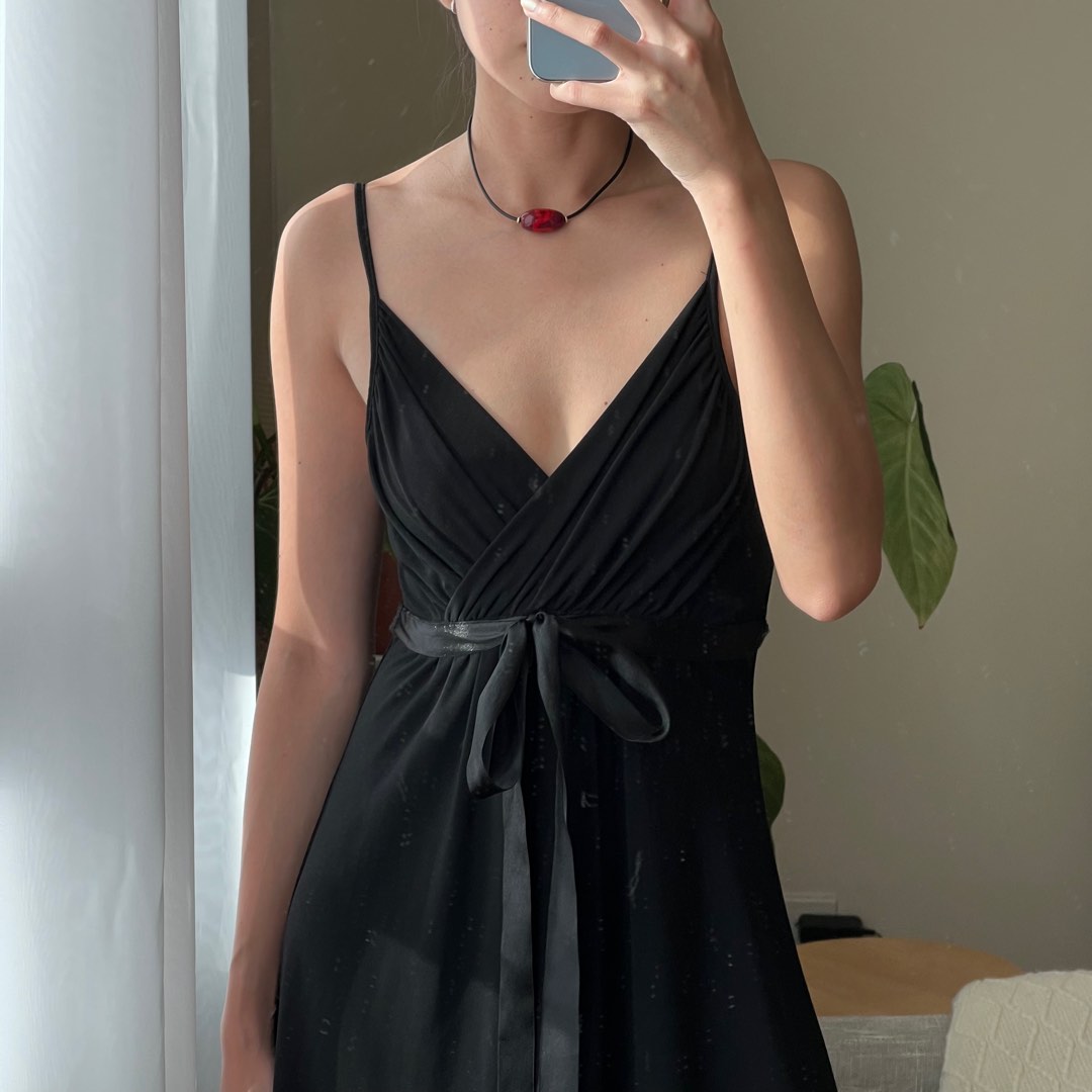 Black Coquette Tie Dress on Carousell