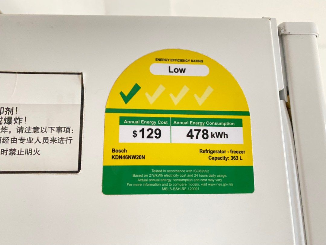 Bosch fridge with top freezer (left hand door swing), TV & Home