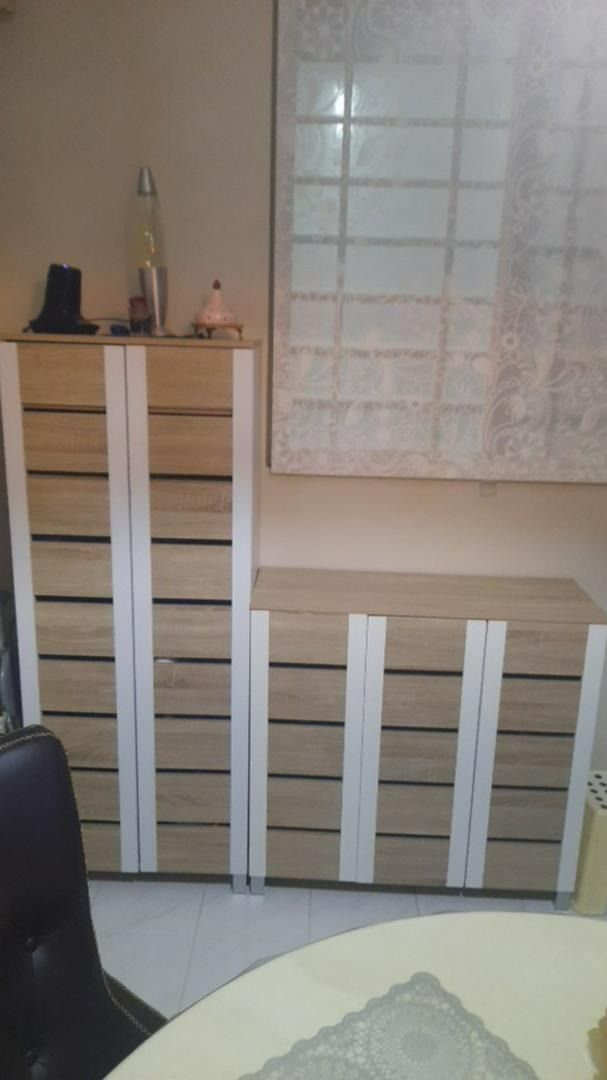 Brand New 2 Tone White Oak Shoe Cabinet Cupboard Rack Furniture