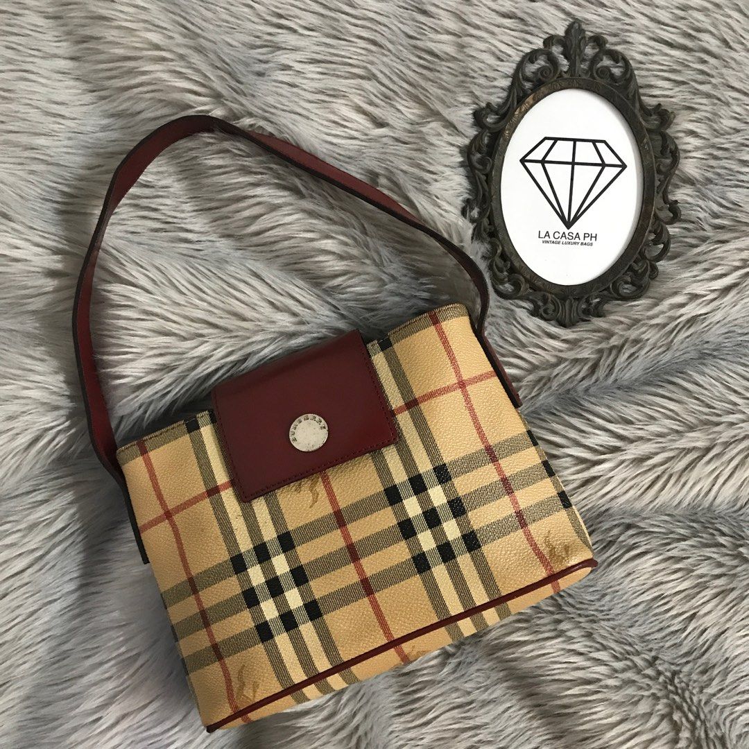 Burberry Haymarket Check Pochette, Luxury, Bags & Wallets on Carousell