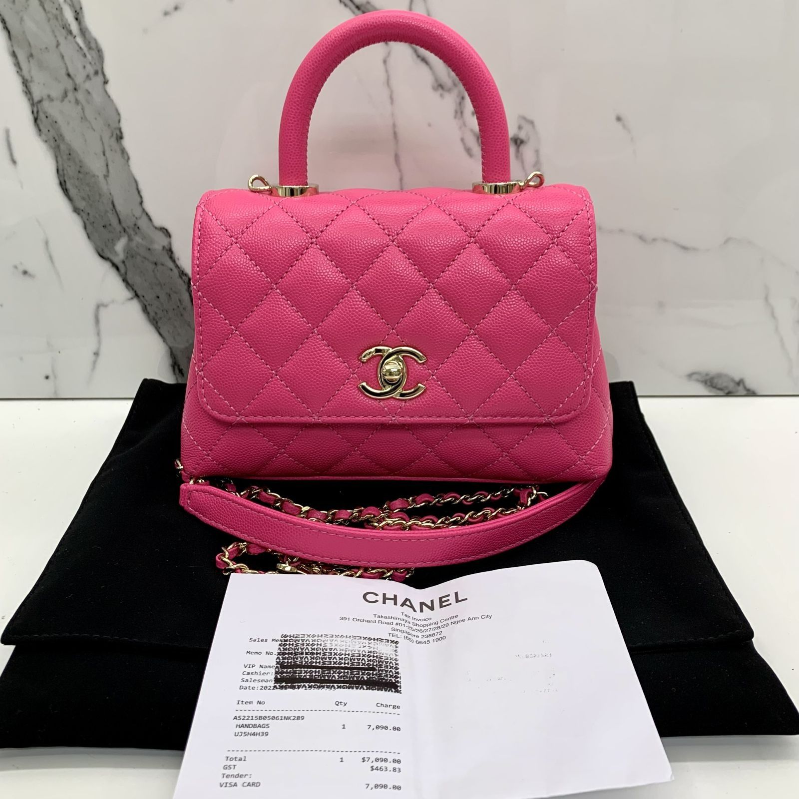 CHANEL AS2215 PINK CAVIAR SKIN MINI COCO HANDLE RFID SHOULDER BAG 237006302  AL, Luxury, Bags & Wallets on Carousell