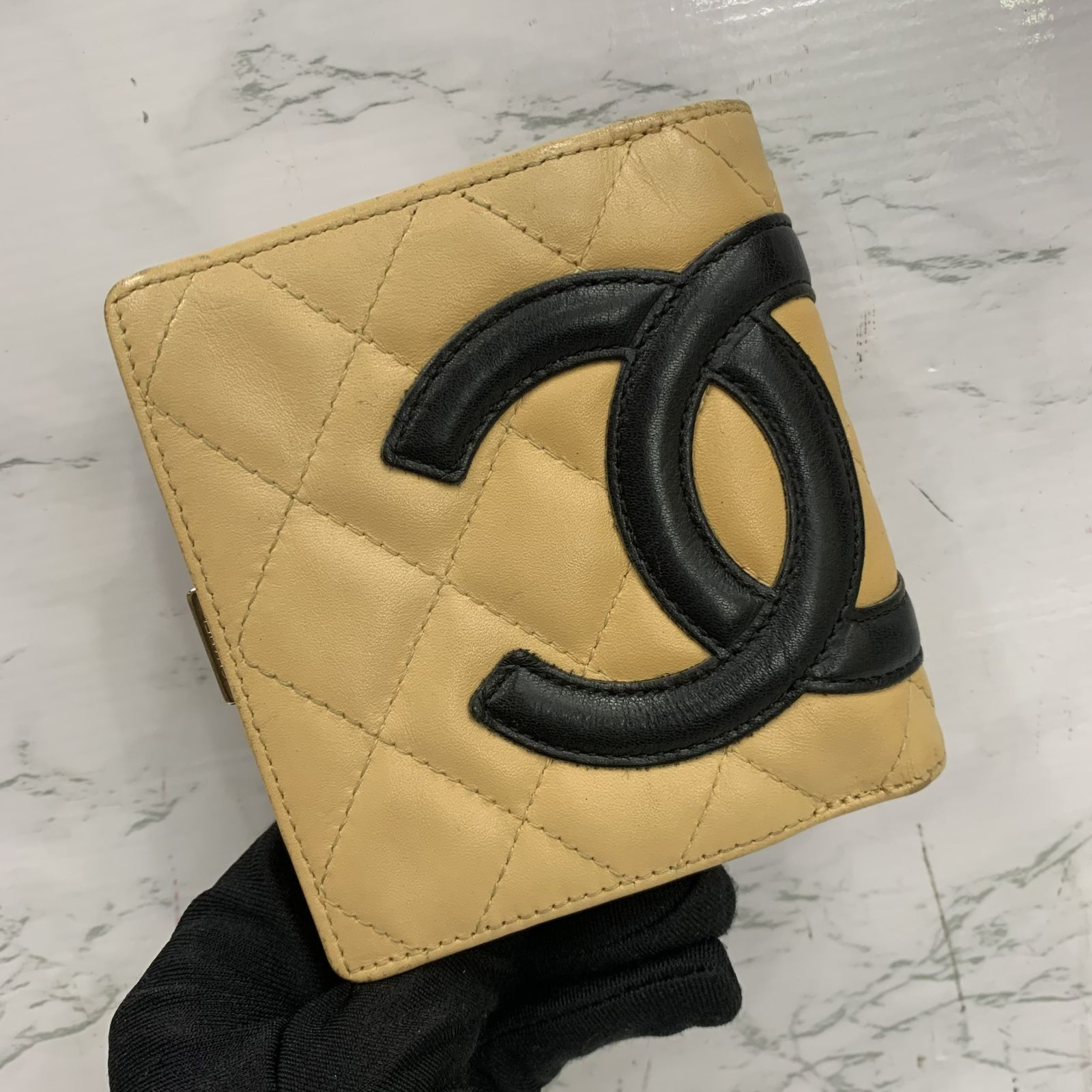 CHANEL BEIGE CAMBON COMPACT NO CARD WALLET 237005731 AL