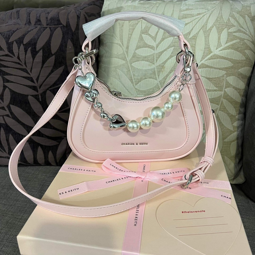 Charles & Keith Mini Hobo Bag Pink, Luxury, Bags & Wallets on Carousell