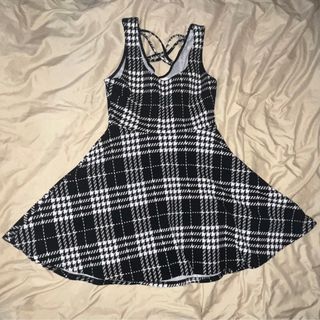 Checkered Black &White Skater Dress