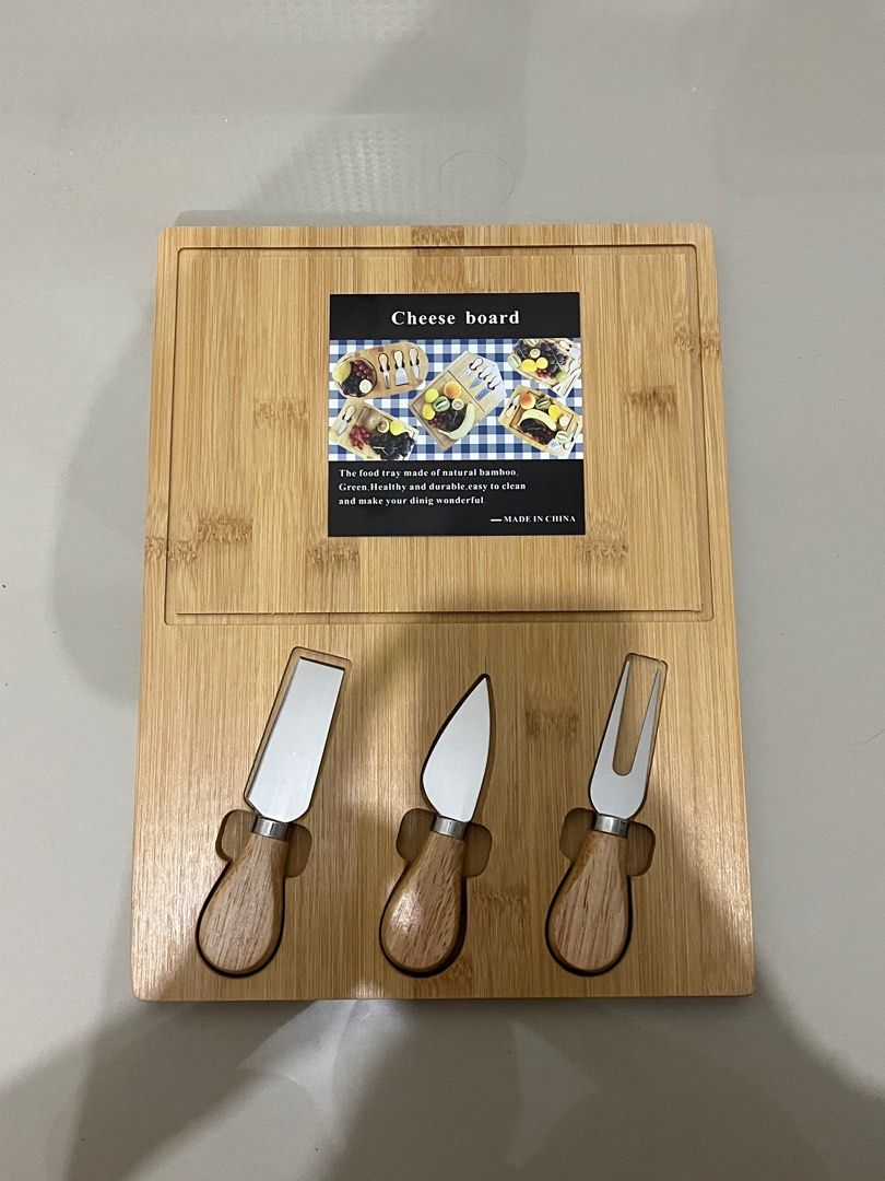 Cheese Board with steel knives (Category: Knives & Chopping Boards) located in Quezon City. Submitted by preloved4ever_ (Listing ID 1220261994, Image 1). Description: Brand new Never used .