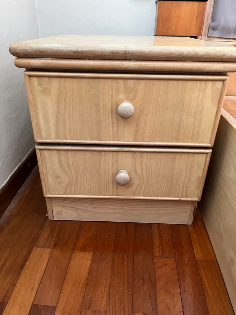 Cherrywood bedside tables x2, Furniture & Home Living, Furniture