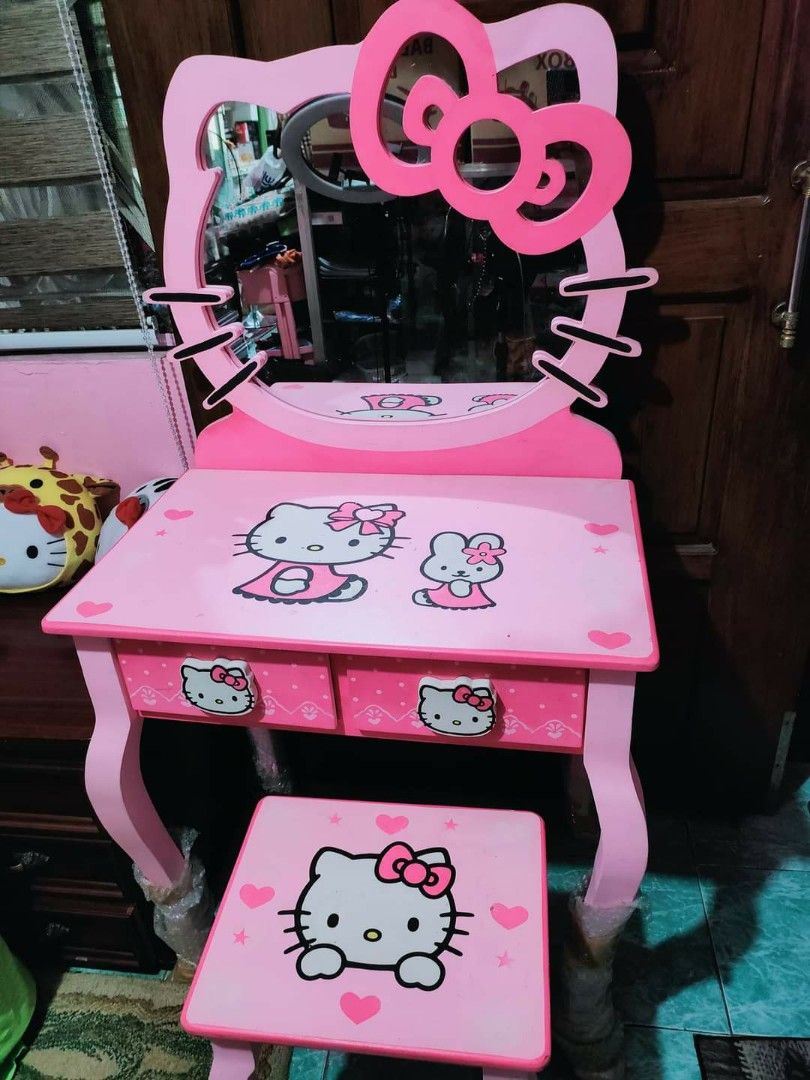 Customized hello kitty vanity dresser, Furniture & Home Living