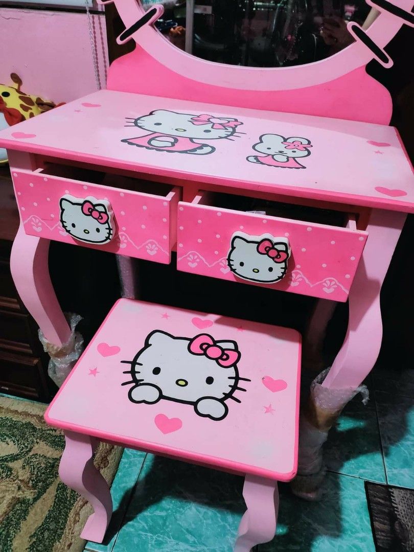 Customized hello kitty vanity dresser, Furniture & Home Living