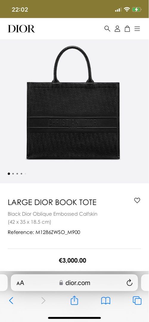 Large Dior Book Tote Black Dior Oblique Embossed Calfskin (42 x 35 x 18.5  cm)