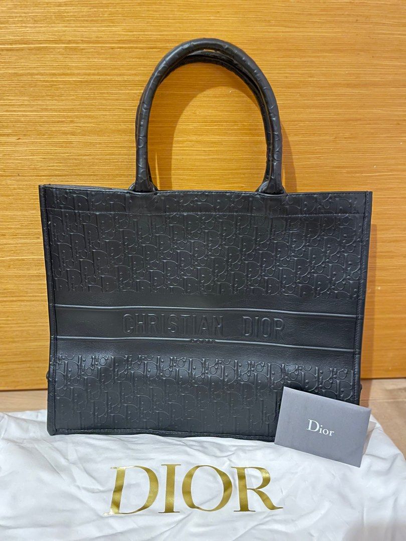 Dior book tote black dior oblique embossed calfskin on sale