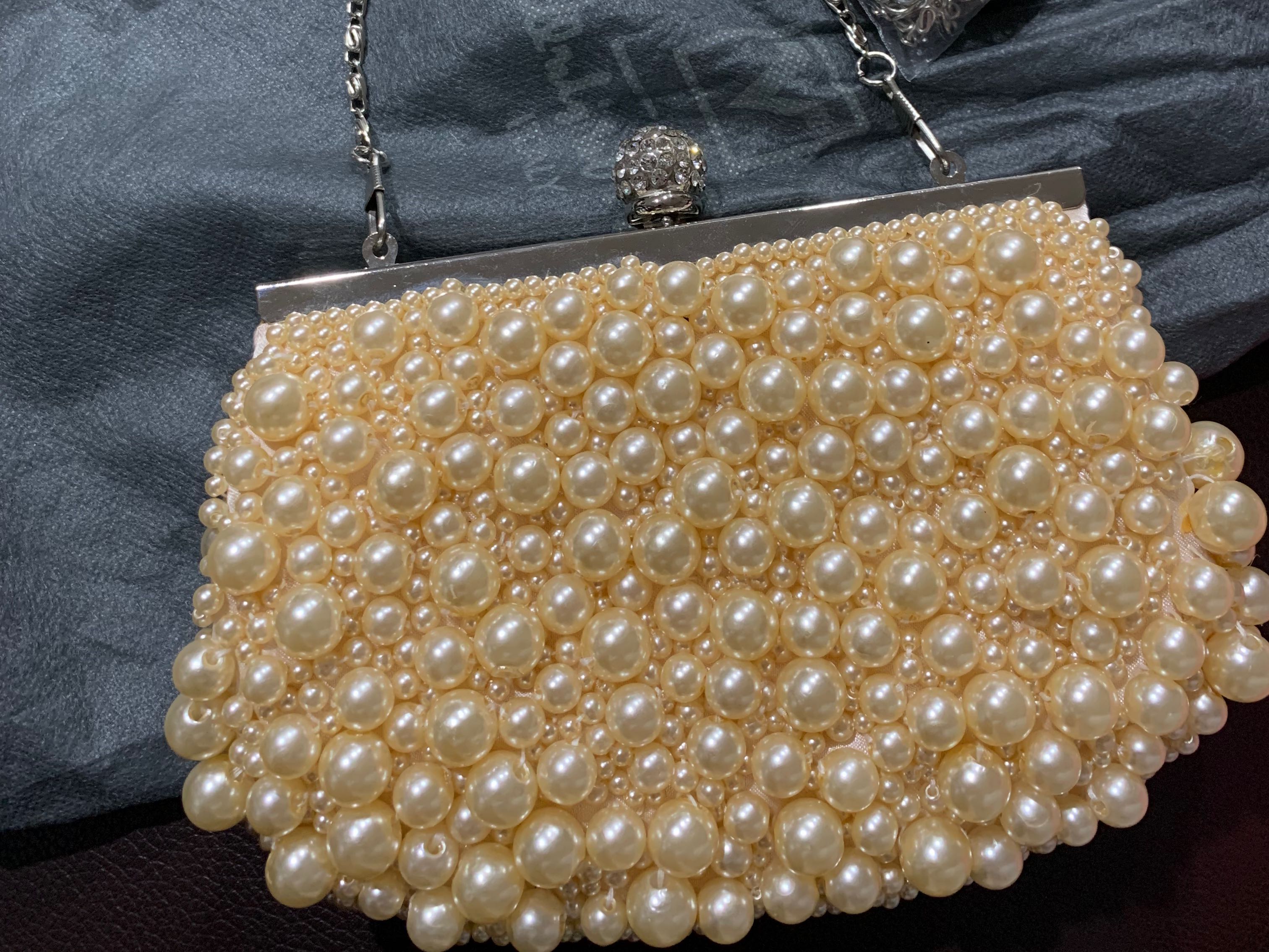 Embroidered Pearls Clutches, Women's Fashion, Bags & Wallets, Clutches