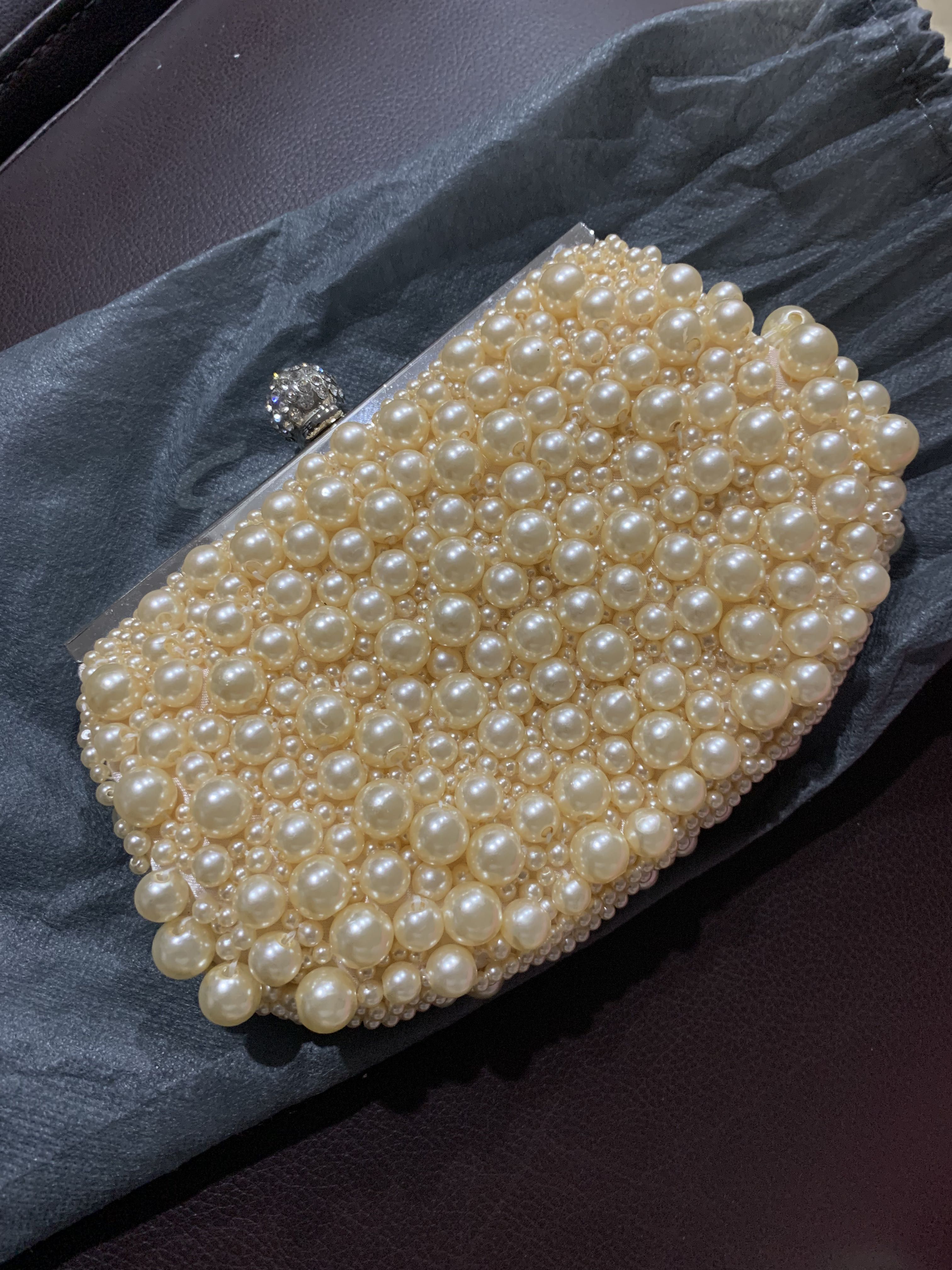 Embroidered Pearls Clutches, Women's Fashion, Bags & Wallets, Clutches