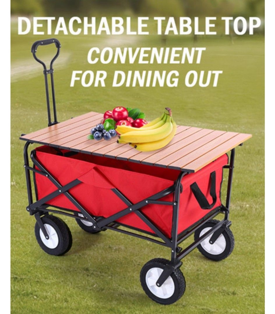 Folding Picnic Cart Camping Wagon Shopping/Outdoor Basket Trolley Beach