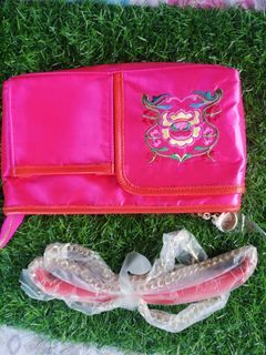 Fuchsia pink wallet sling bag