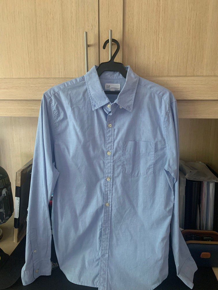 GAP Men Slim Fit Stretch Long Sleeves Polo S, Men's Fashion, Tops