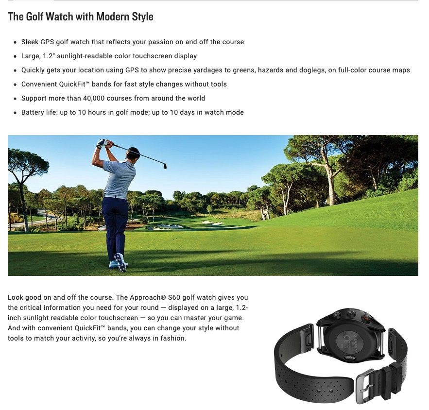 Garmin s60 golf clearance watch for sale