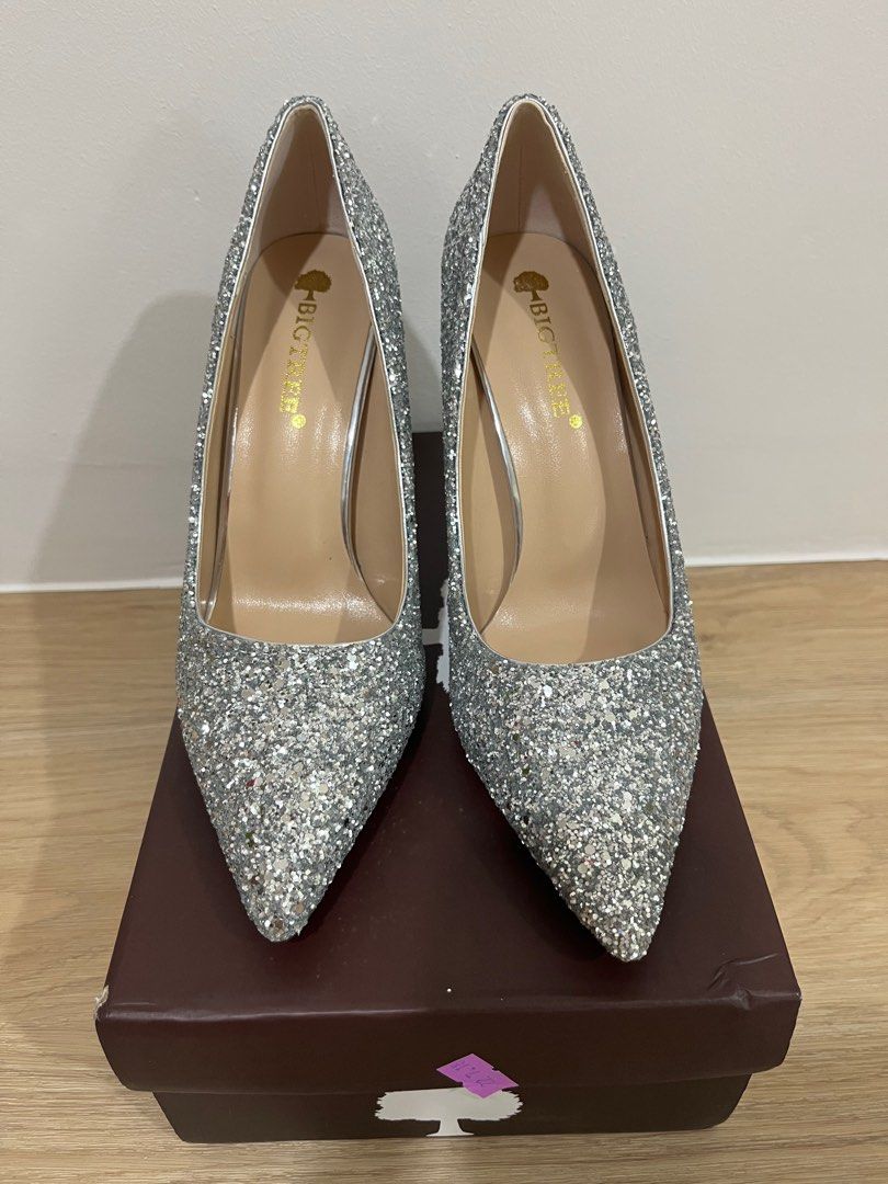 Glitter chunky discount heel sandal