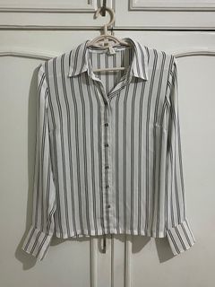 h&m white longsleeves polo