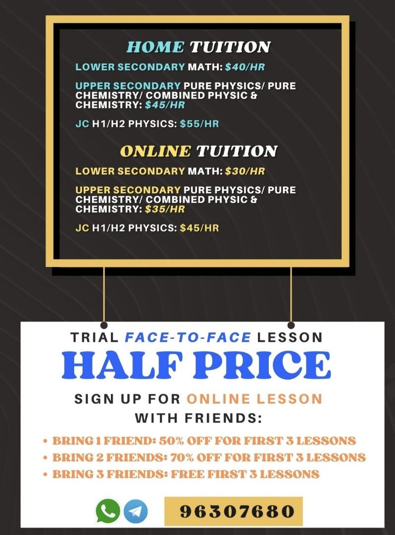 HOME & ONLINE Physics/Chemistry/Math Tuition (JC, Secondary, Primary ...