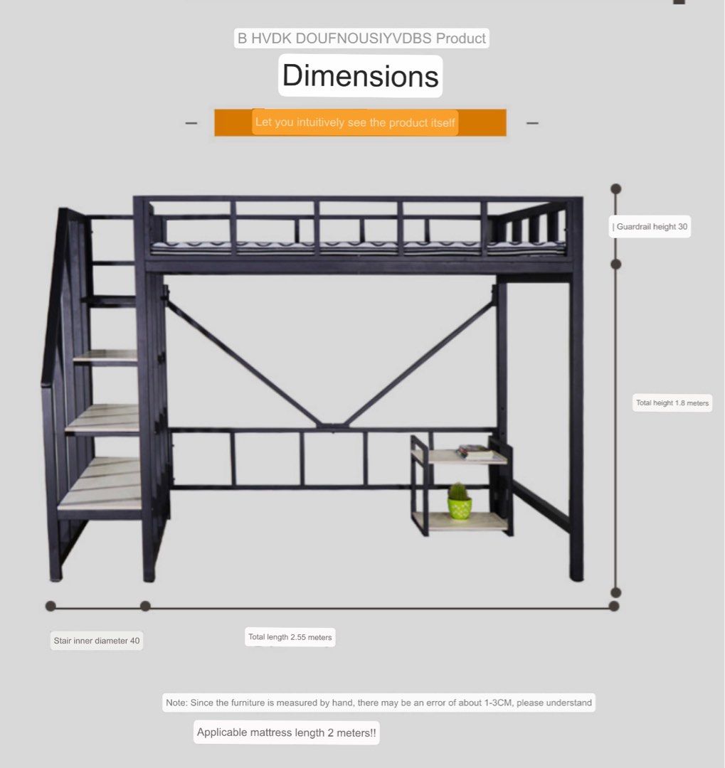 QUEEN SIZE LOFT BED FRAME , Furniture & Home Living, Furniture, Bed