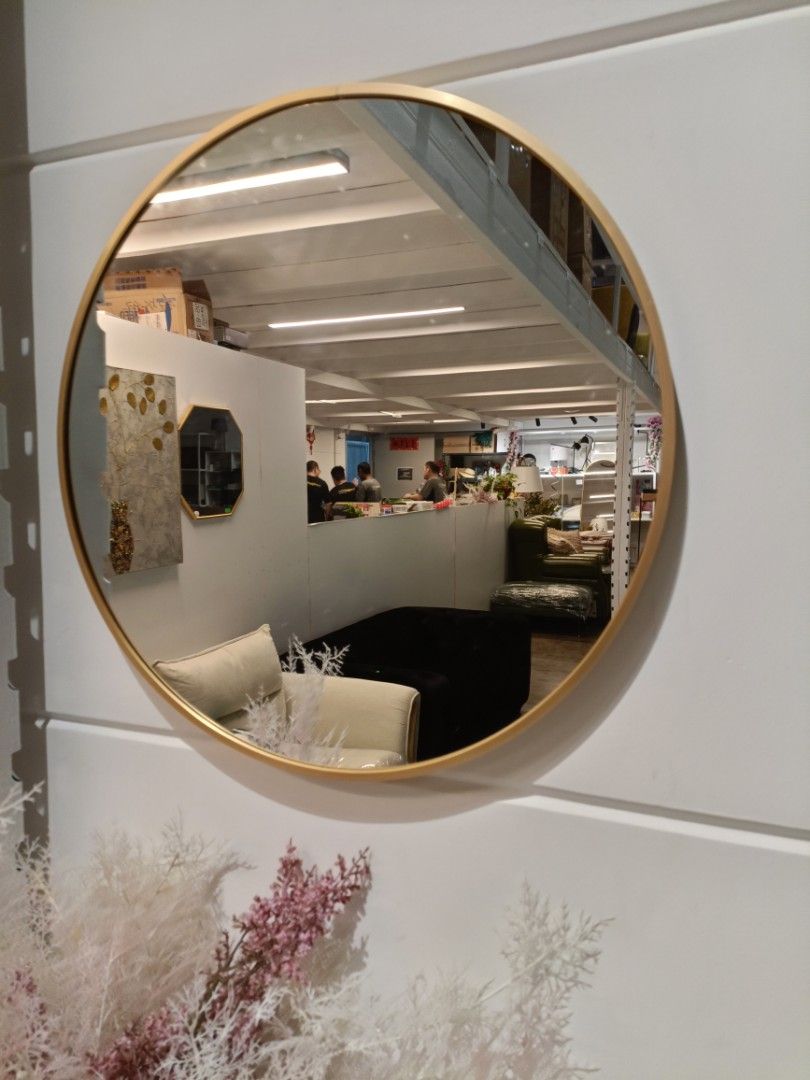 KIRKLAND Gold Frame Round Mirror 60cm, Furniture & Home Living, Home