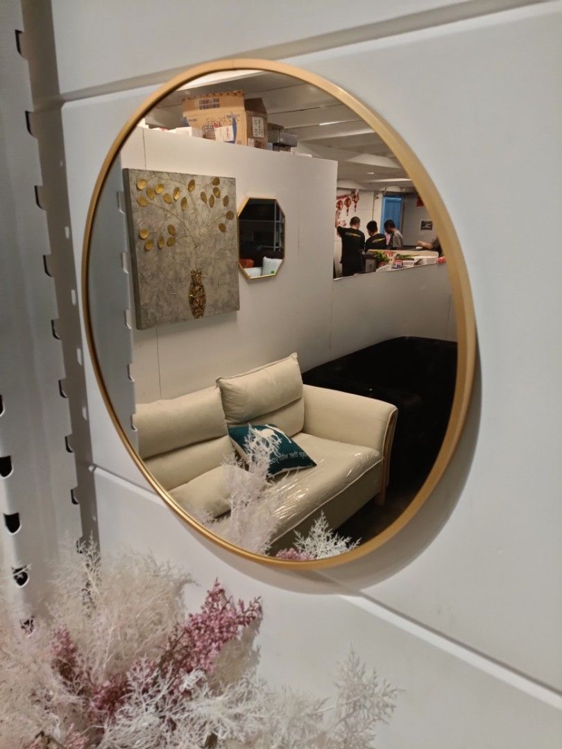 KIRKLAND Gold Frame Round Mirror 60cm, Furniture & Home Living, Home