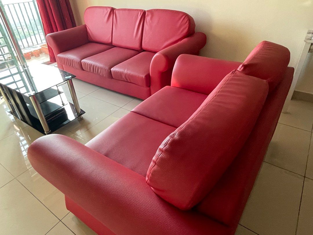 Leather 2 seater and 3 seater sofa, Furniture & Home Living, Furniture