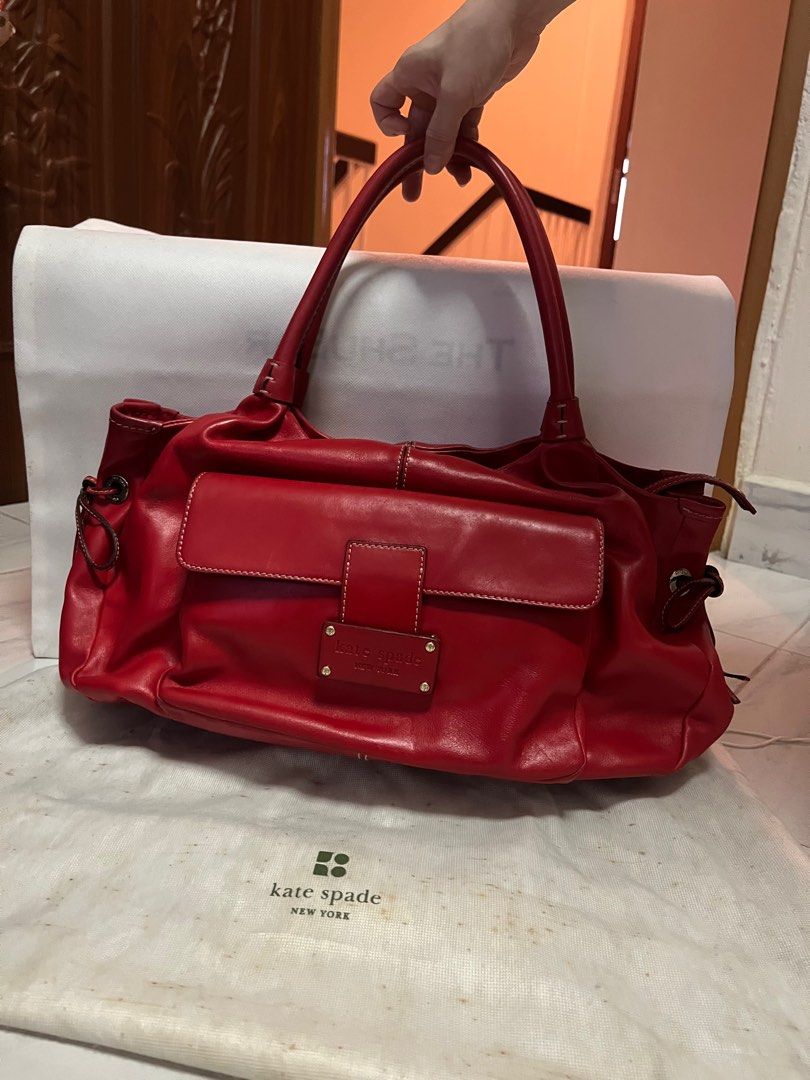 Kate Spade Red Leather Shoulder Work Bag, Luxury, Bags & Wallets on