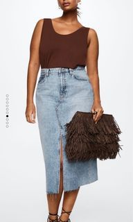 Mango Denim midi Skirt plus size