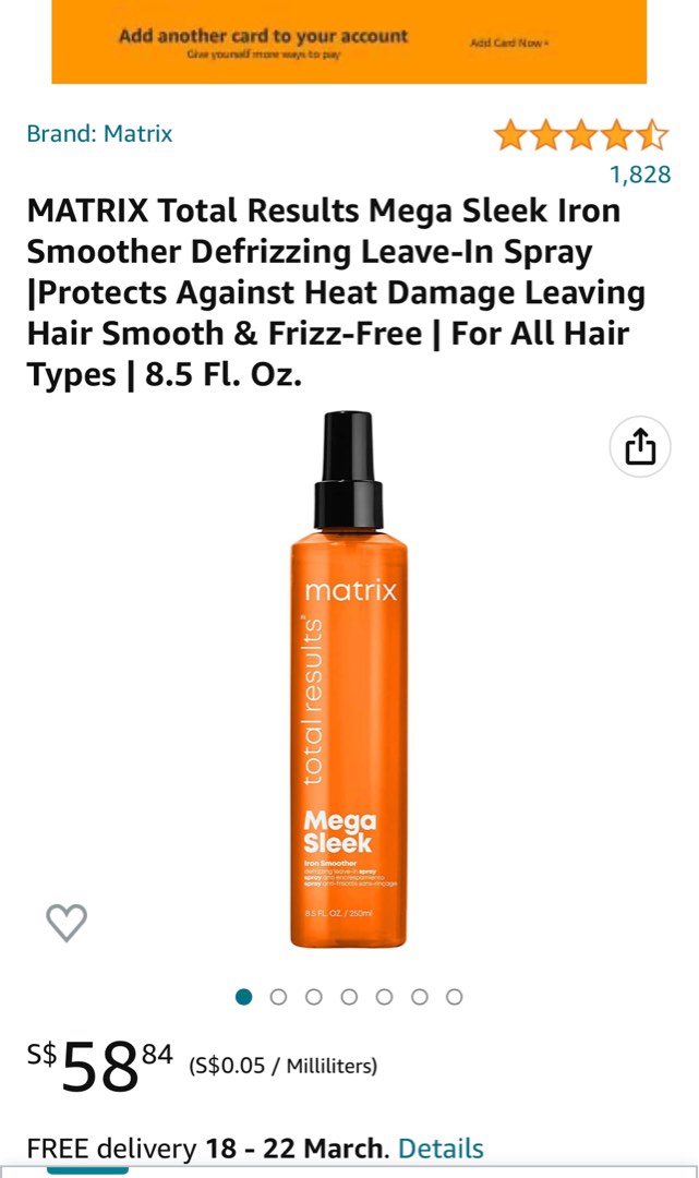 Matrix Mega Sleek Ironing Smoother Spray, Beauty & Personal Care, Hair ...