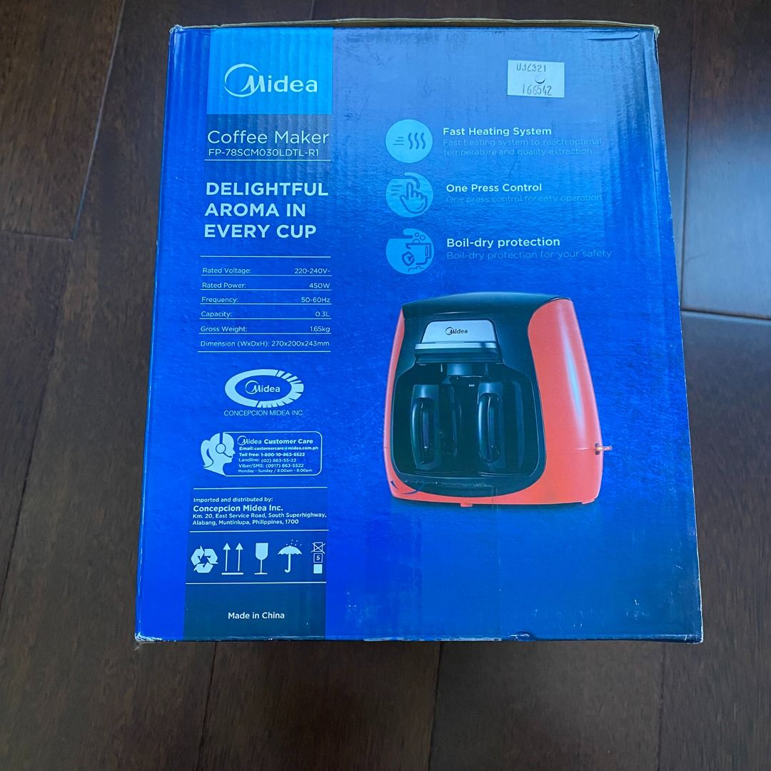 Midea Coffee Maker 2 Cups FP78SCM030LDTLR1 Brand New, TV & Home