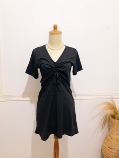 Mini dress hitam tali serut import