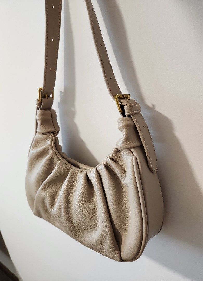 Beige ruched sales bag