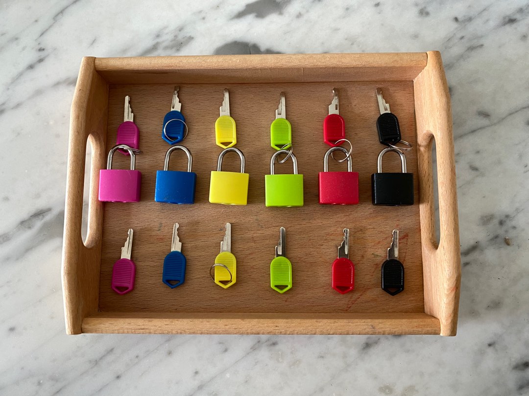 Montessori Locks Padlocks and Keys Matching Set Sensory Colour