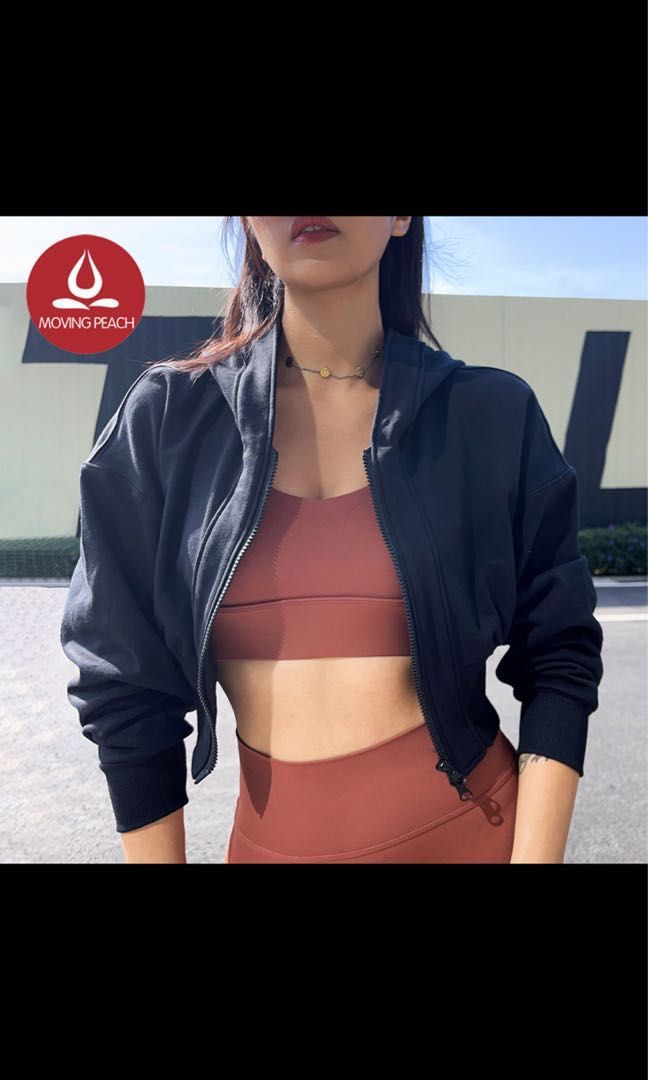 Moving Peach Cropped Jacket Black L