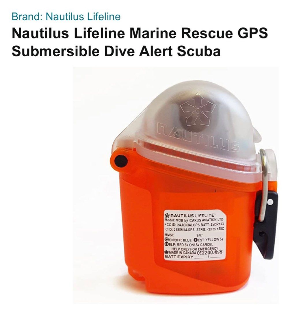 Nautilus Lifeline Marine Rescue GPS Submersible Dive Alert Scuba. Based