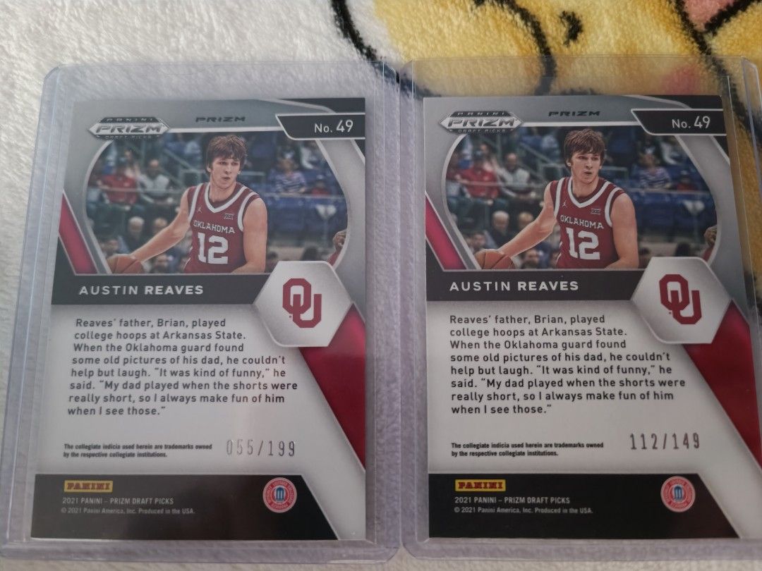 Nba panini prizm draft picks 21-22 austin reaves RC prizm blue and